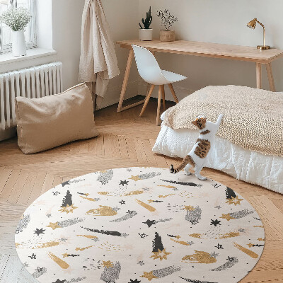 Dywan winylowy okrągły Malowane gwiazdy w kosmosie boho