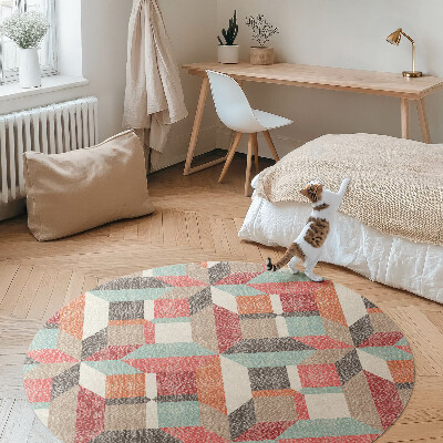 Dywan winylowy okrągły Wytarty wzór geometryczny