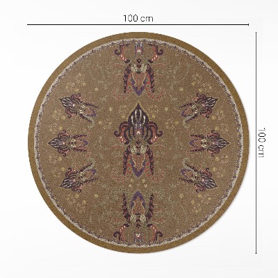 Dywan winylowy okrągły Kwiatowe roślinne ornamenty