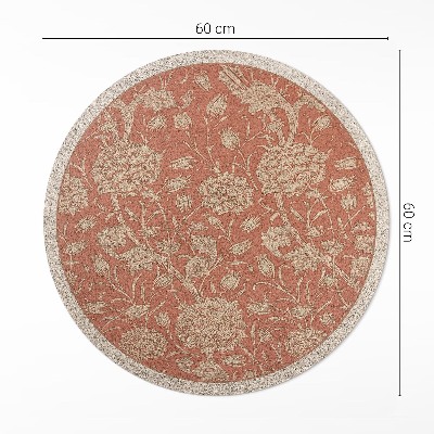 Dywan winylowy okrągły Wyszywane kwiaty w stylu vintage