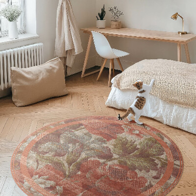 Dywan winylowy okrągły Retro wyblakłe kwiaty