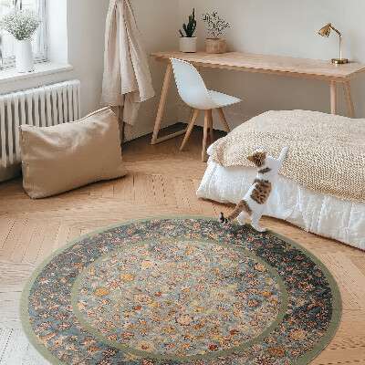 Dywan winylowy okrągły Vintage rośliny w stylu tureckim