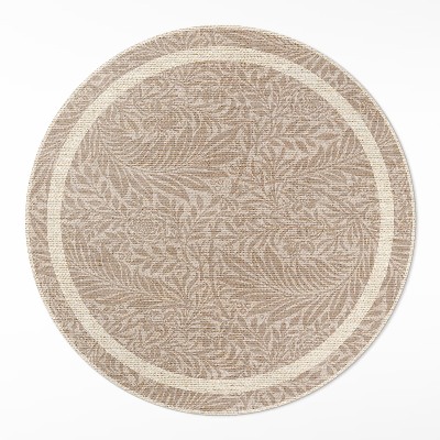 Dywan winylowy okrągły Vintage boho liście i gałązki