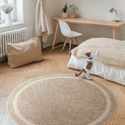 Dywan winylowy okrągły Vintage boho liście i gałązki