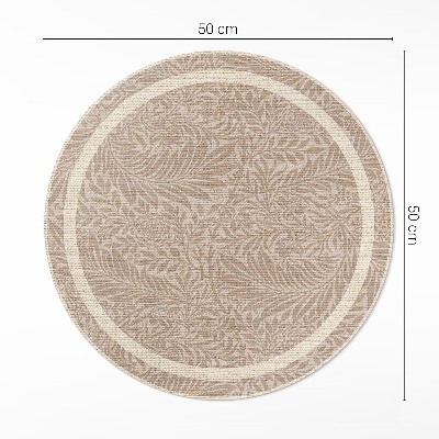 Dywan winylowy okrągły Vintage boho liście i gałązki