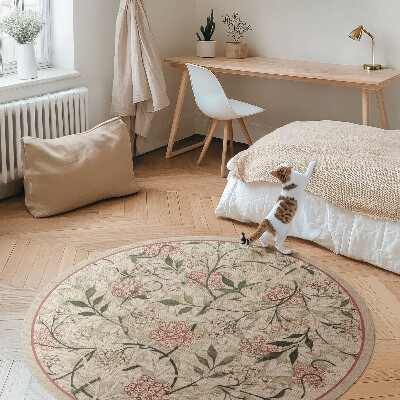 Dywan winylowy okrągły Delikatna roślinność boho