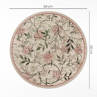 Dywan winylowy okrągły Delikatna roślinność boho