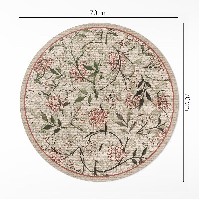 Dywan winylowy okrągły Delikatna roślinność boho