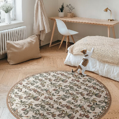 Dywan winylowy okrągły Subtelne ozdobne gałązki vintage