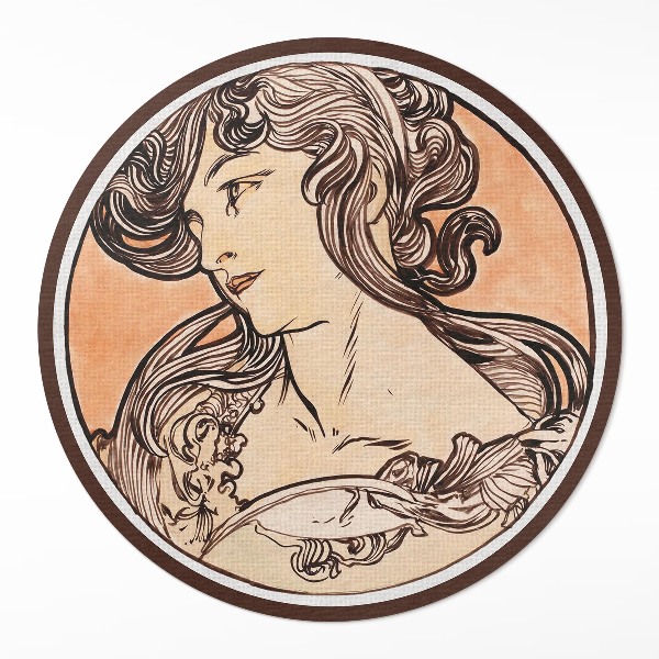 Dywan winylowy okrągły Portret kobiety Alfons Mucha