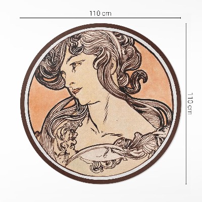 Dywan winylowy okrągły Portret kobiety Alfons Mucha