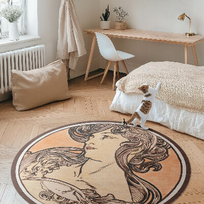 Dywan winylowy okrągły Portret kobiety Alfons Mucha