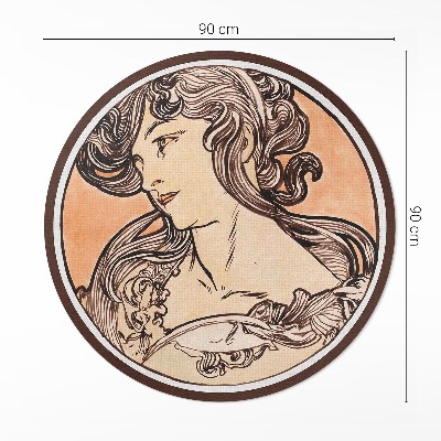 Dywan winylowy okrągły Portret kobiety Alfons Mucha