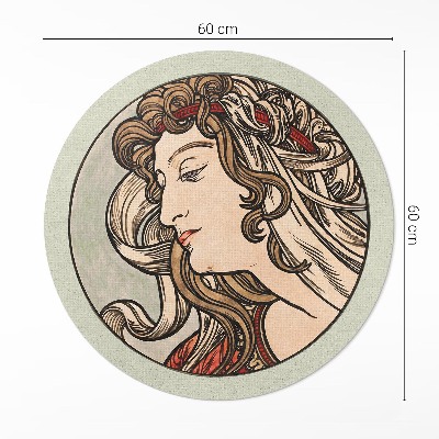 Dywan winylowy okrągły Kobiecy portret Alfons Mucha