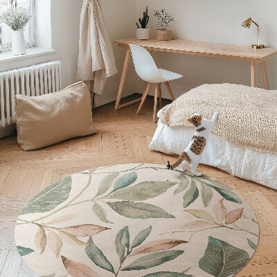 Dywan winylowy okrągły Delikatne liście boho