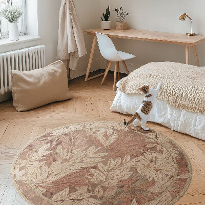 Dywan winylowy okrągły Liście w stylu boho vintage roślinność
