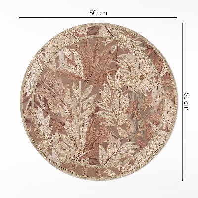 Dywan winylowy okrągły Liście w stylu boho vintage roślinność
