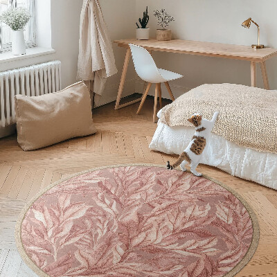Dywan winylowy okrągły Delikatne pastelowe liście boho
