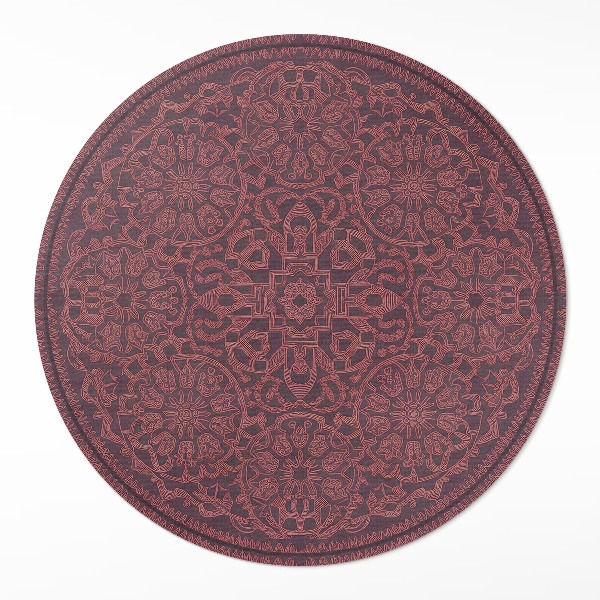 Dywan winylowy okrągły Dekoracyjny geometryczny wzór w stylu vintage