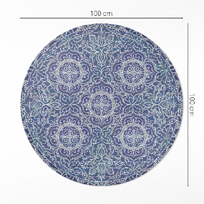 Dywan winylowy okrągły Bogato zdobiony geometryczny wzór vintage