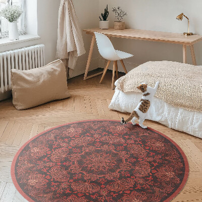 Dywan winylowy okrągły Zagęszczona andala motywy roślinne vintage