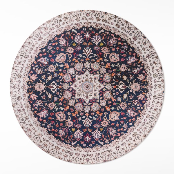 Dywan winylowy okrągły Vintage ozdobny wzór mandala w starym stylu