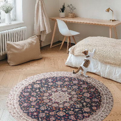 Dywan winylowy okrągły Vintage ozdobny wzór mandala w starym stylu