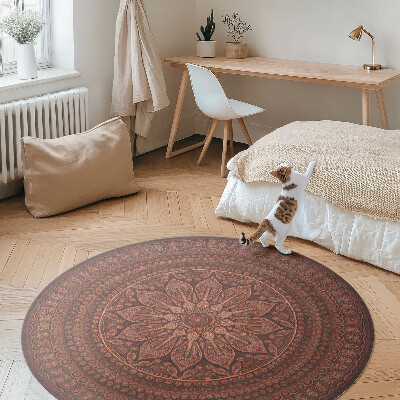 Dywan winylowy okrągły Orientalna mandala wzór dekoracyjny boho
