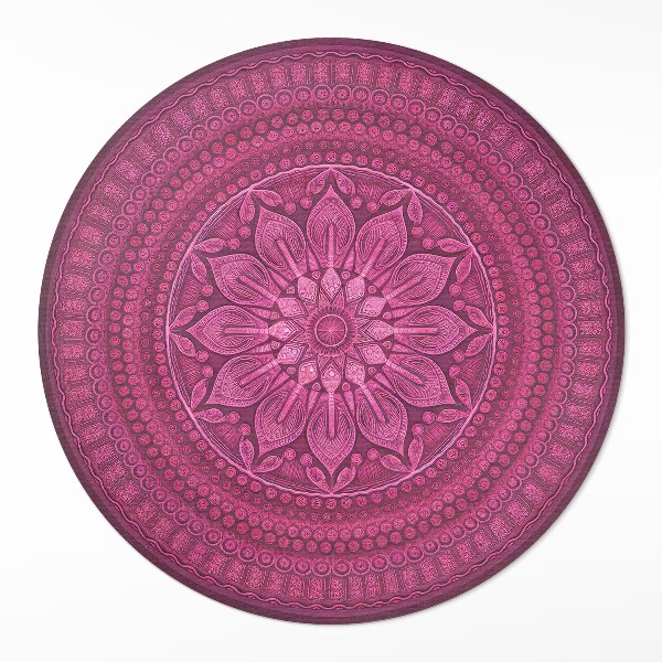 Dywan winylowy okrągły Dekoracyjna mandala z kwiatem wzór boho