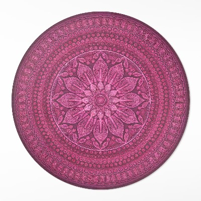 Dywan winylowy okrągły Dekoracyjna mandala z kwiatem wzór boho