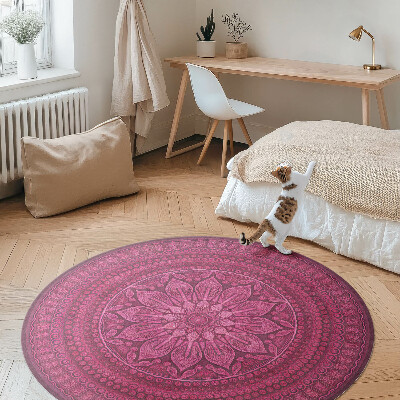 Dywan winylowy okrągły Dekoracyjna mandala z kwiatem wzór boho
