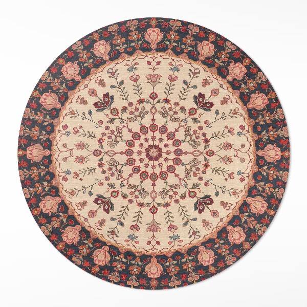 Dywan winylowy okrągły Mandala styl perski motyw roślinny vintage