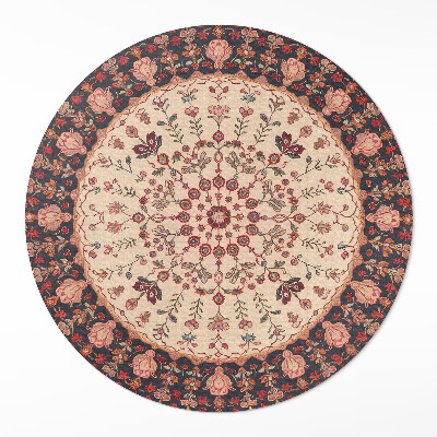 Dywan winylowy okrągły Mandala styl perski motyw roślinny vintage