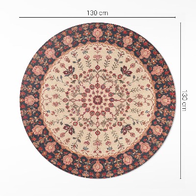 Dywan winylowy okrągły Mandala styl perski motyw roślinny vintage