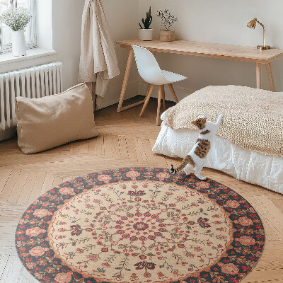 Dywan winylowy okrągły Mandala styl perski motyw roślinny vintage