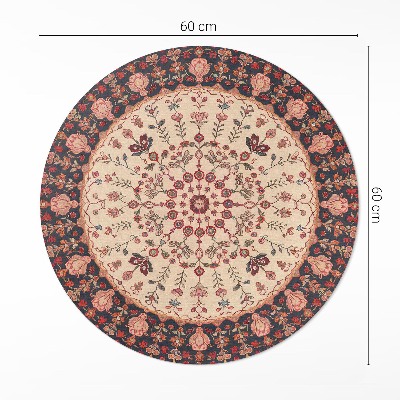 Dywan winylowy okrągły Mandala styl perski motyw roślinny vintage