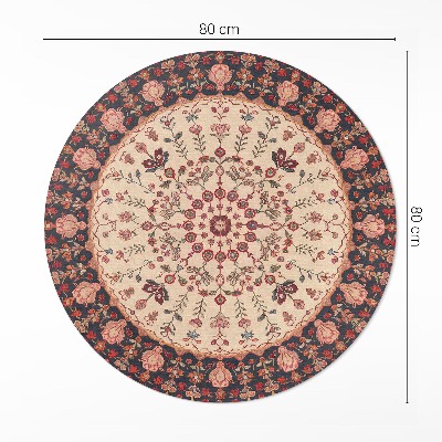 Dywan winylowy okrągły Mandala styl perski motyw roślinny vintage