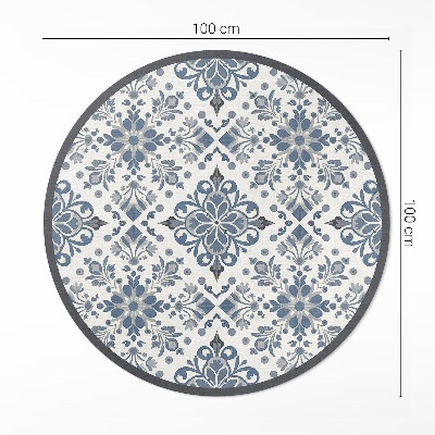 Dywan winylowy okrągły Dekoracyjne ornamenty motywy roślinne vintage