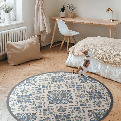 Dywan winylowy okrągły Dekoracyjne ornamenty motywy roślinne vintage