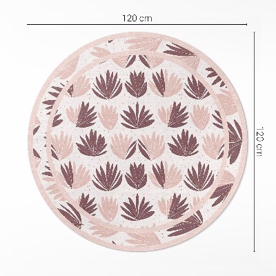 Dywan winylowy okrągły Boho ozdobny wzór pastelowych roślin kwiatów