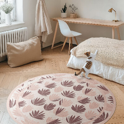 Dywan winylowy okrągły Boho ozdobny wzór pastelowych roślin kwiatów