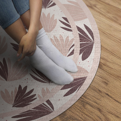 Dywan winylowy okrągły Boho ozdobny wzór pastelowych roślin kwiatów