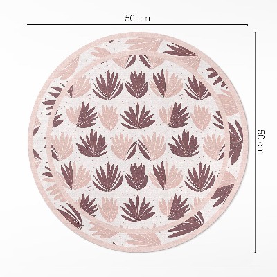 Dywan winylowy okrągły Boho ozdobny wzór pastelowych roślin kwiatów