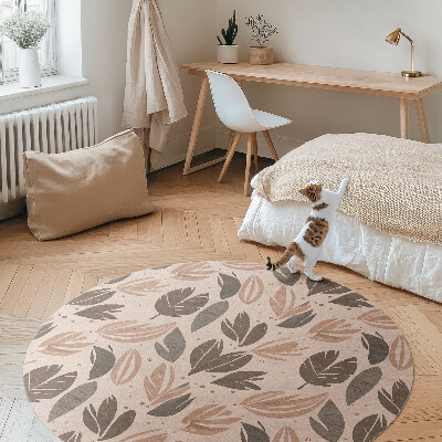 Dywan winylowy okrągły Ilustracja boho liści w delikatnych stylu