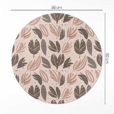 Dywan winylowy okrągły Ilustracja boho liści w delikatnych stylu