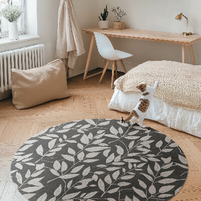 Dywan winylowy okrągły Delikatne jasne gałązki, kontrast, boho