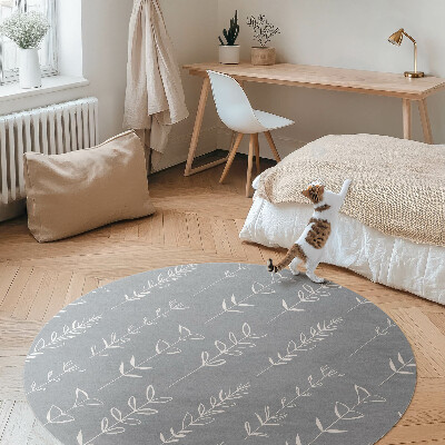 Dywan winylowy okrągły Subtelne minimalistyczne rośliny w stylu boho