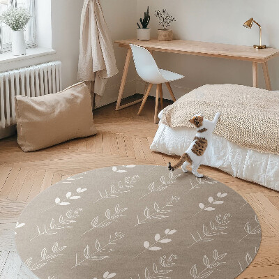 Dywan winylowy okrągły Subtelne liście i gałązki w stylu boho