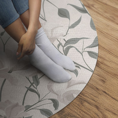 Dywan winylowy okrągły Subtelne piękne kwiaty rośliny w boho stylu