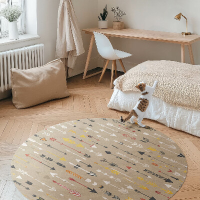 Dywan winylowy okrągły Indiańskie strzały pastelowy wzór boho